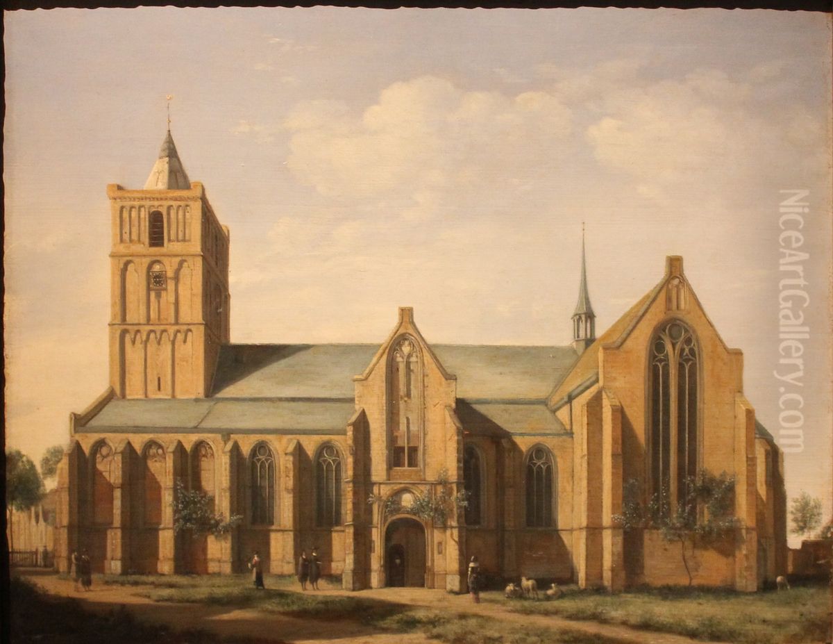 Kyrkan i Noordwijk. Oil Painting by Gerrit Adriaenszoon Berckheyde