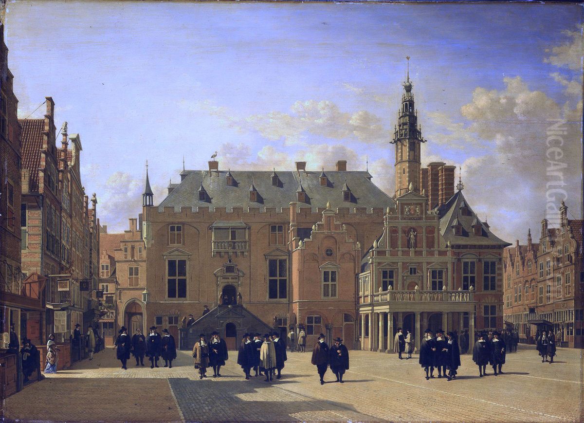 View of the Haarlem Town Hall Oil Painting by Gerrit Adriaenszoon Berckheyde