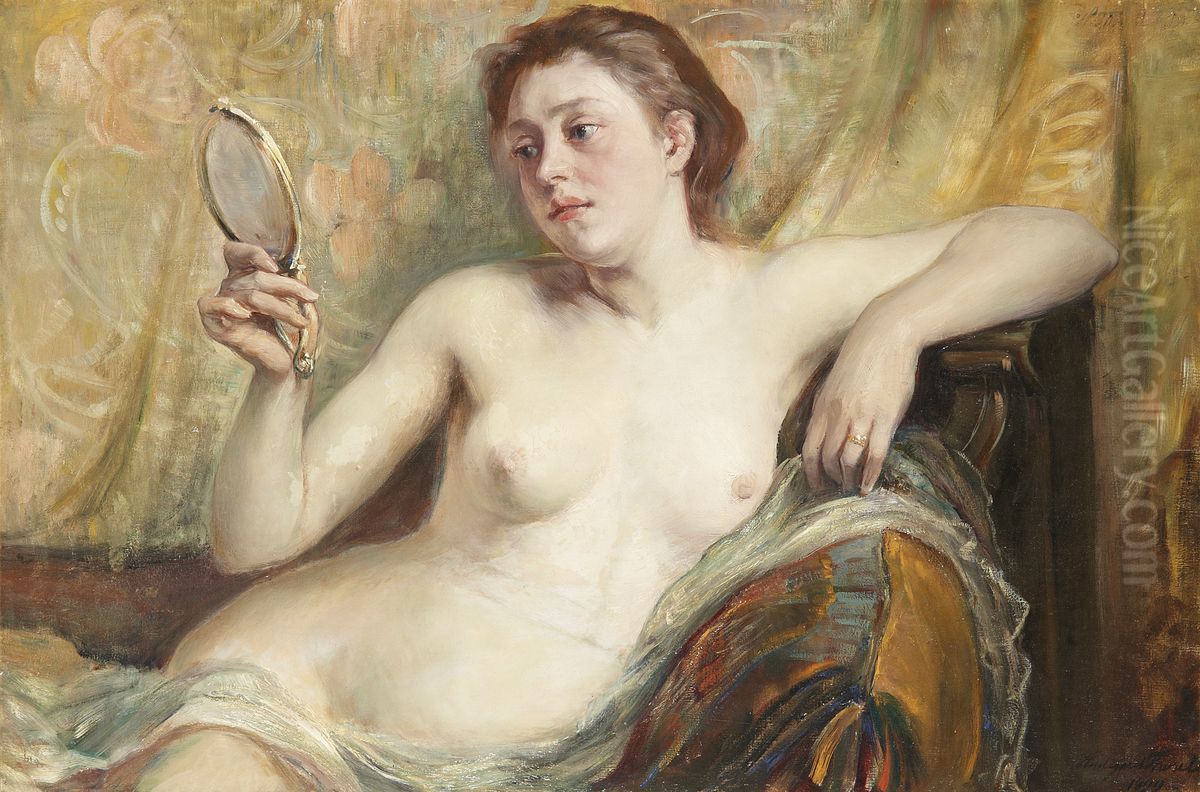 Model with Mirror Oil Painting by unknown