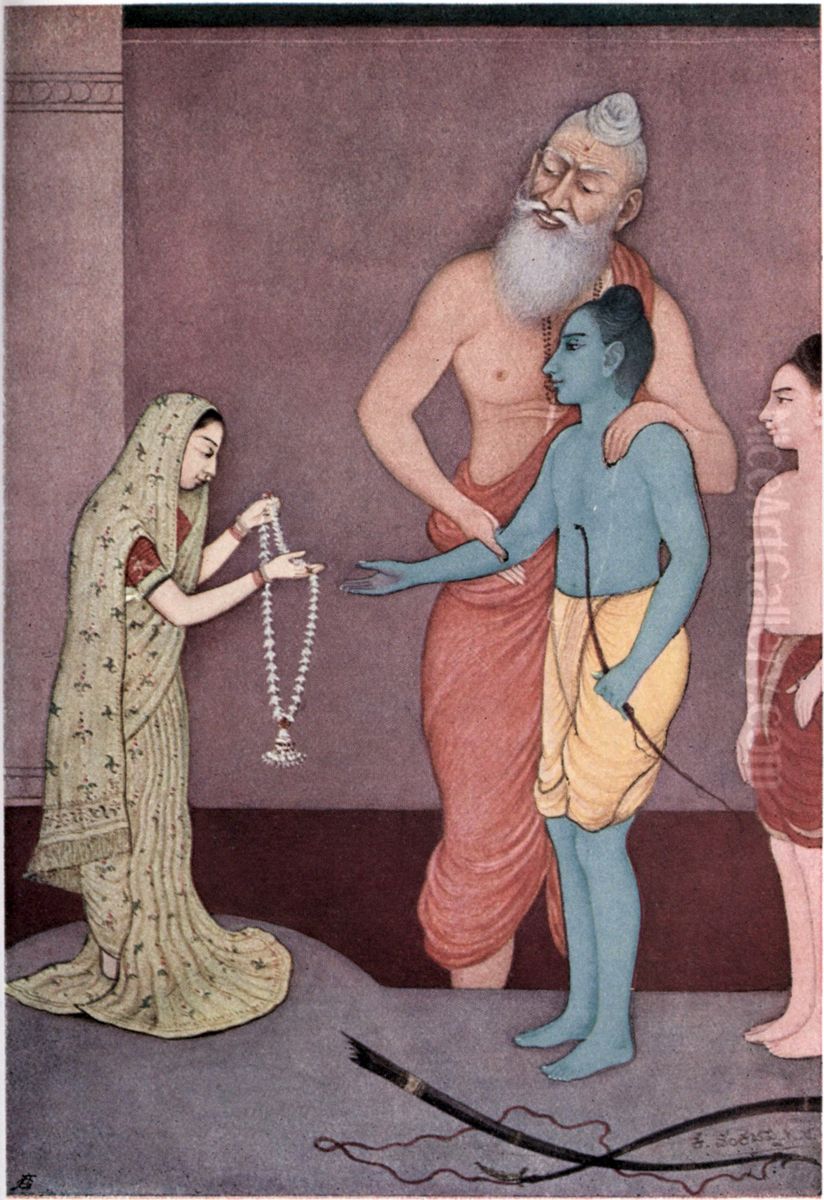 Rama's Marriage Oil Painting by K. Venkatappa