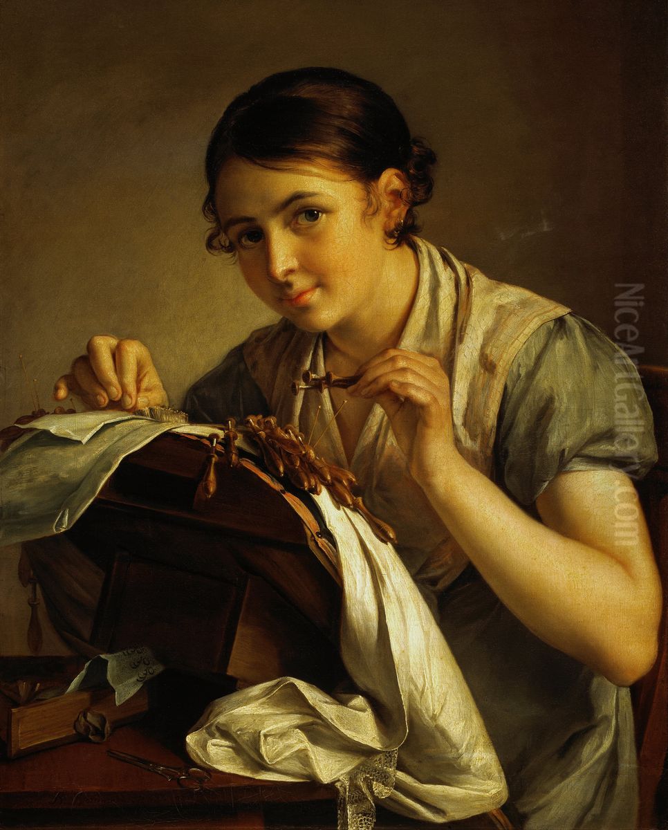 <<Kruzevnica>> Oil Painting by Vasily Andreevich Tropinin