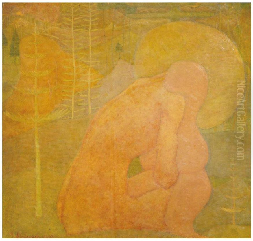 Meditation Oil Painting by Kasimir Sevrinovitch Malevich
