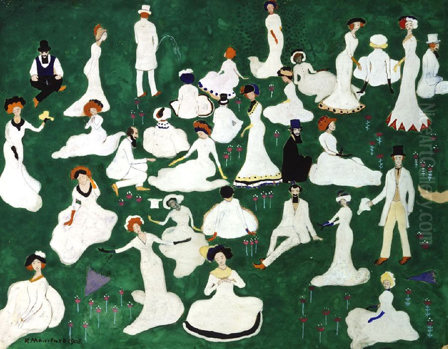 Rest. Society with Cylinders Oil Painting by Kasimir Sevrinovitch Malevich