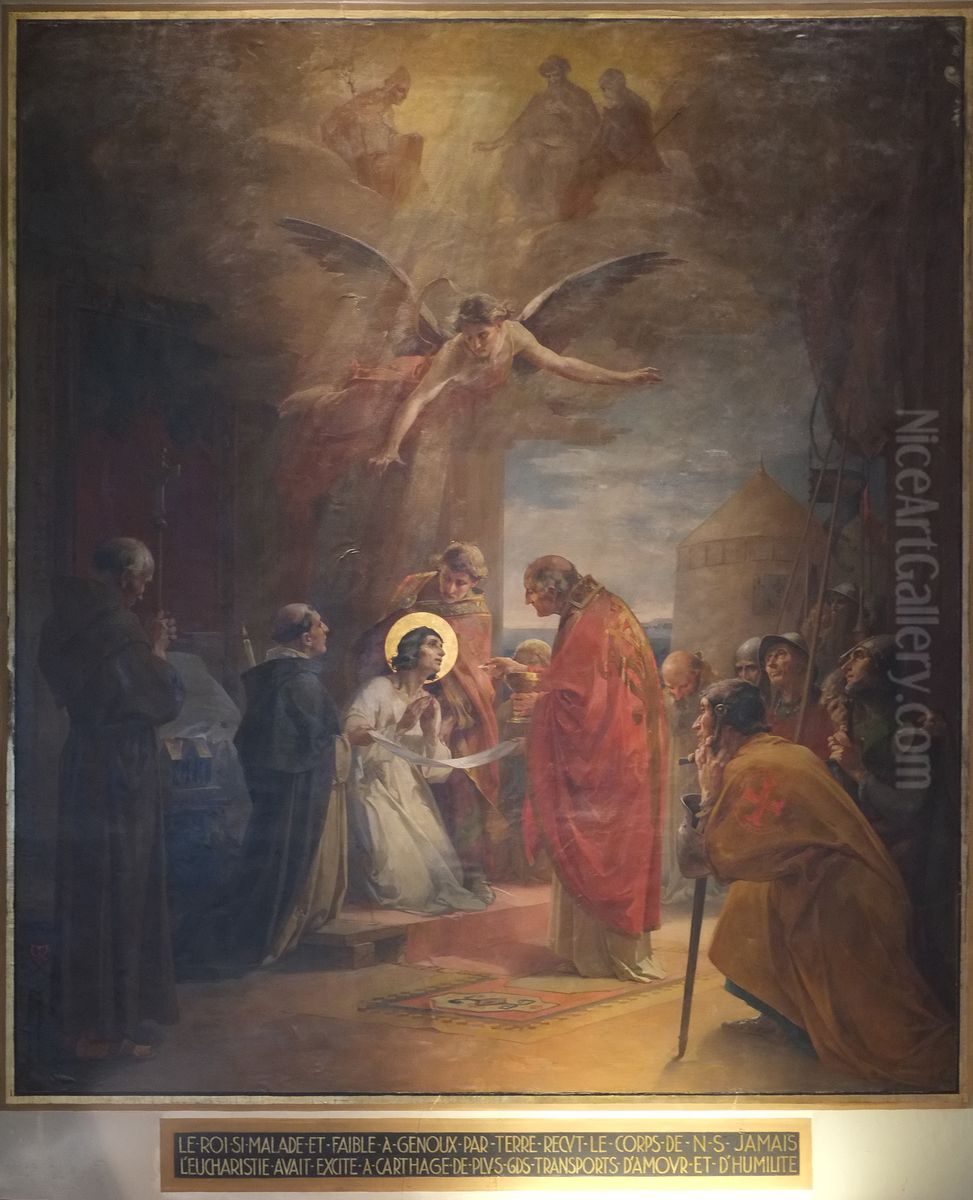 The dying Saint Louis receiving the Eucharist Oil Painting by Martin von Feuerstein