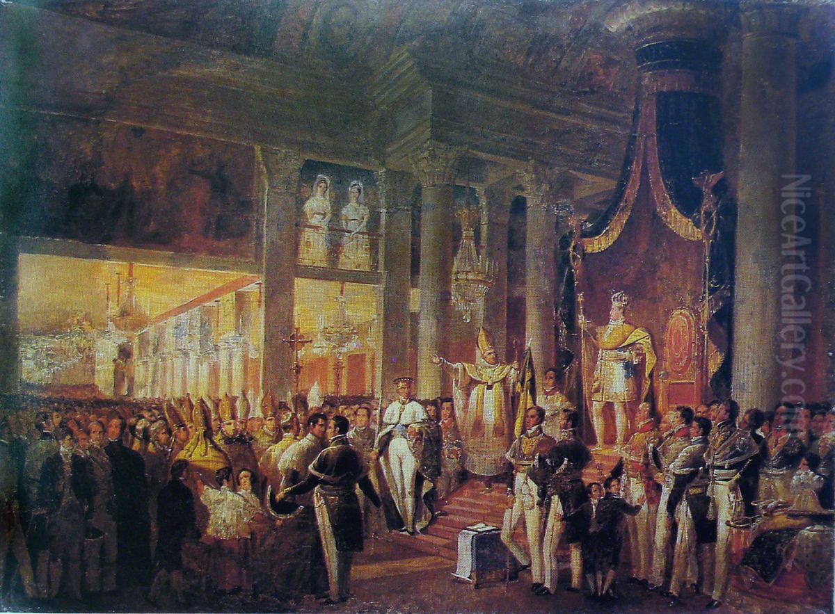 Consecration of Pedro II (study) Oil Painting by Manuel De Araujo Porto-Alegre