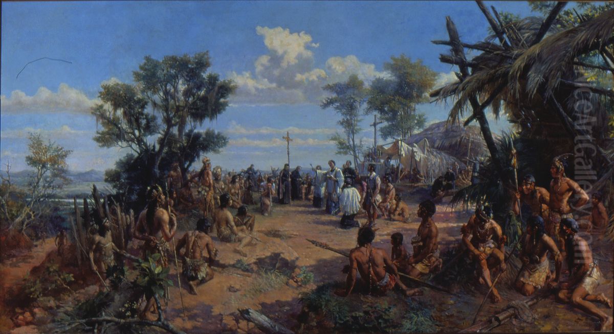 Fundacao da Cidade de Sao Paulo Oil Painting by Oscar Pereira Da Silva