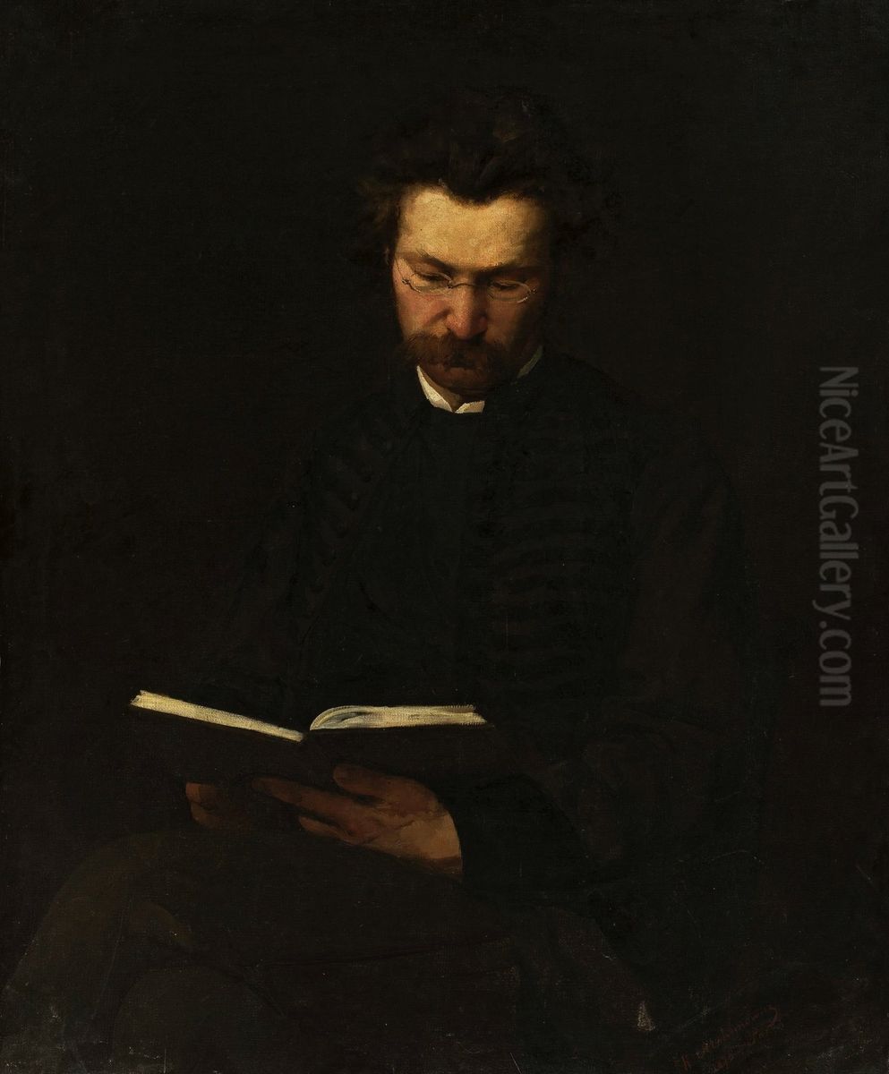 Portrait of Wladyslaw Ciesielski (1845-1901), painter Oil Painting by Kazimierz Alchimowicz
