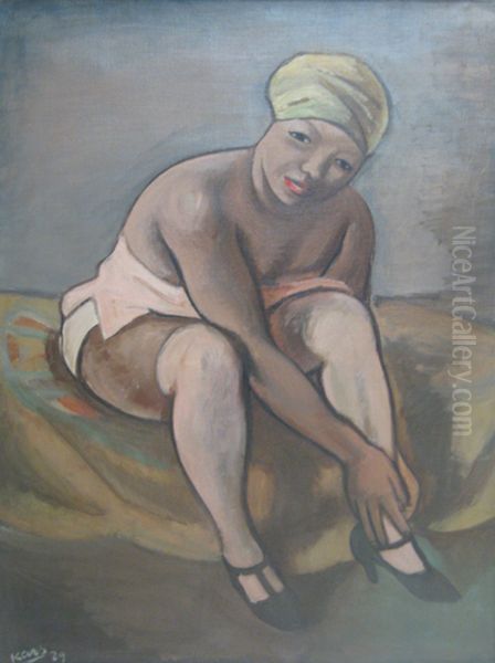 Woman dressing Oil Painting by Georges Kars