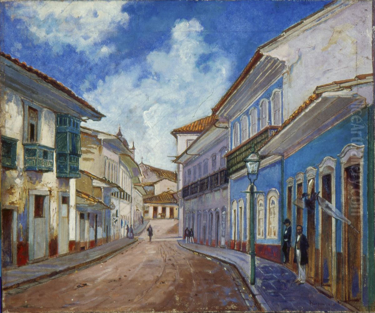 Rua do Rosario, 1858 Oil Painting by Alfredo Norfini