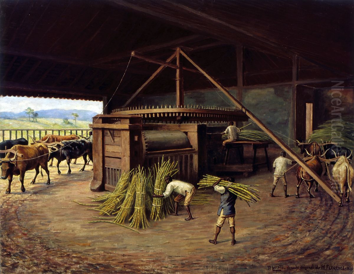 Moagem de Cana - Fazenda Cachoeira - Campinas, 1830 Oil Painting by Benedito Calixto