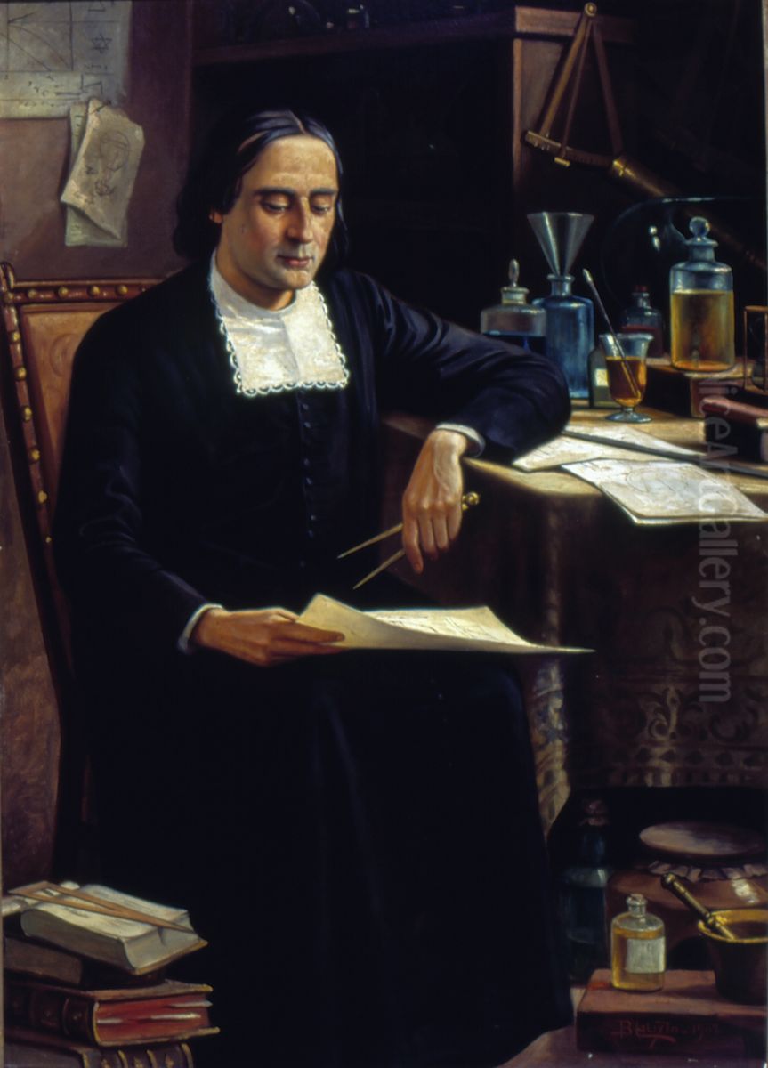 Retrato do Padre Bartolomeu Lourenco de Gusmao Oil Painting by Benedito Calixto