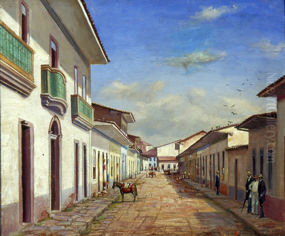 Rua da Quitanda, 1858 (Rua Alvares Penteado e Sao Bento) Oil Painting by Benedito Calixto