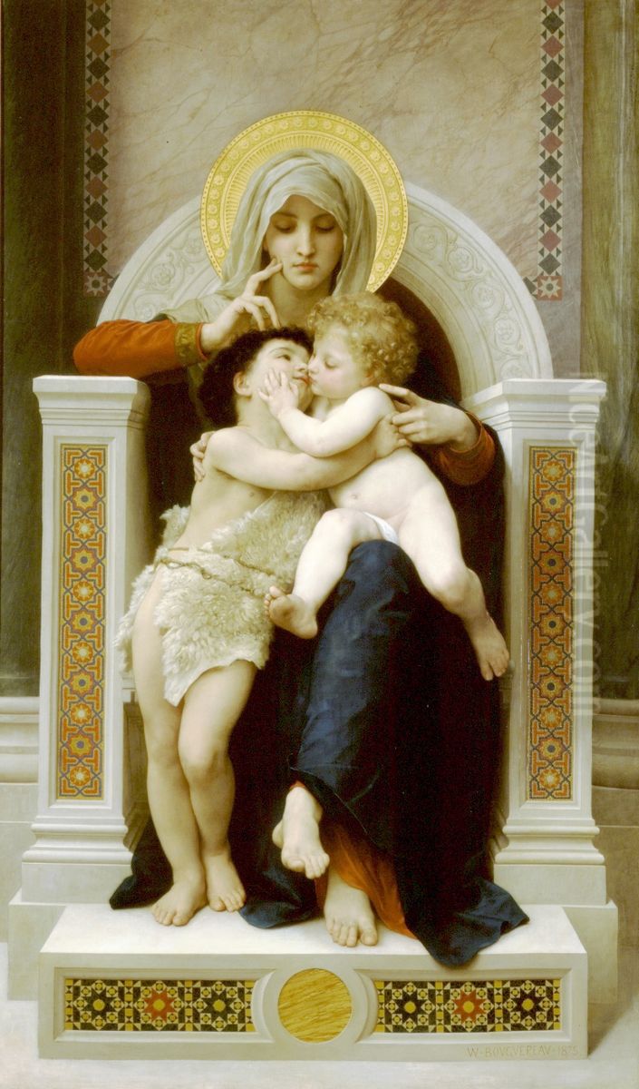 Madonna with child and John the Baptist Oil Painting by William-Adolphe Bouguereau