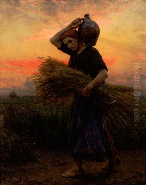 Dawn Oil Painting by Jules Breton