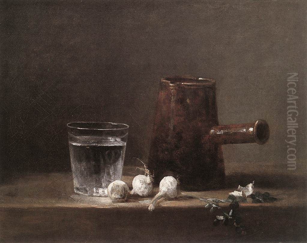 Glass of Water and Coffeepot Oil Painting by Jean-Baptiste-Simeon Chardin