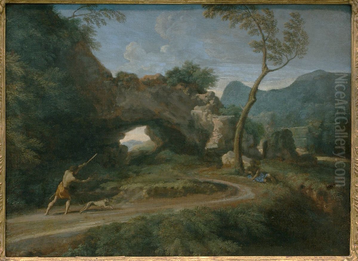 Landscape with a Natural Arch Oil Painting by Gaspard Dughet