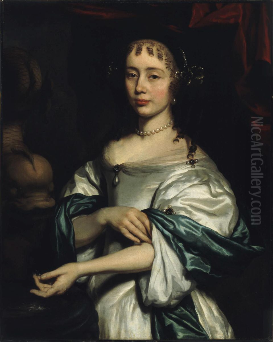 Portrait of a Woman by a Fountain Oil Painting by Nicolaes Maes