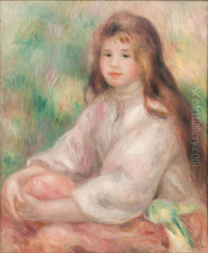 Young Girl in Pink (Petite fille en rose) Oil Painting by Pierre Auguste Renoir