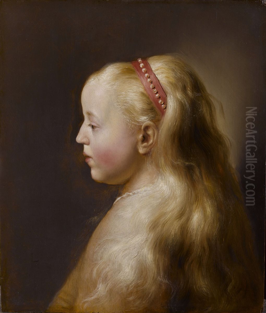 Head of a girl with long blond hair Oil Painting by Jan Lievens
