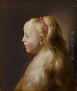 Head of a girl with long blond hair