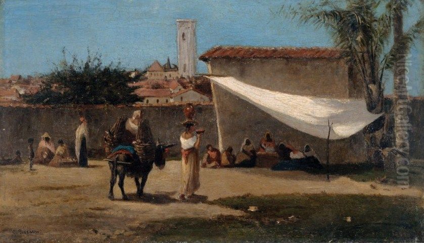 A Square in Caracas Oil Painting by Camille Pissarro