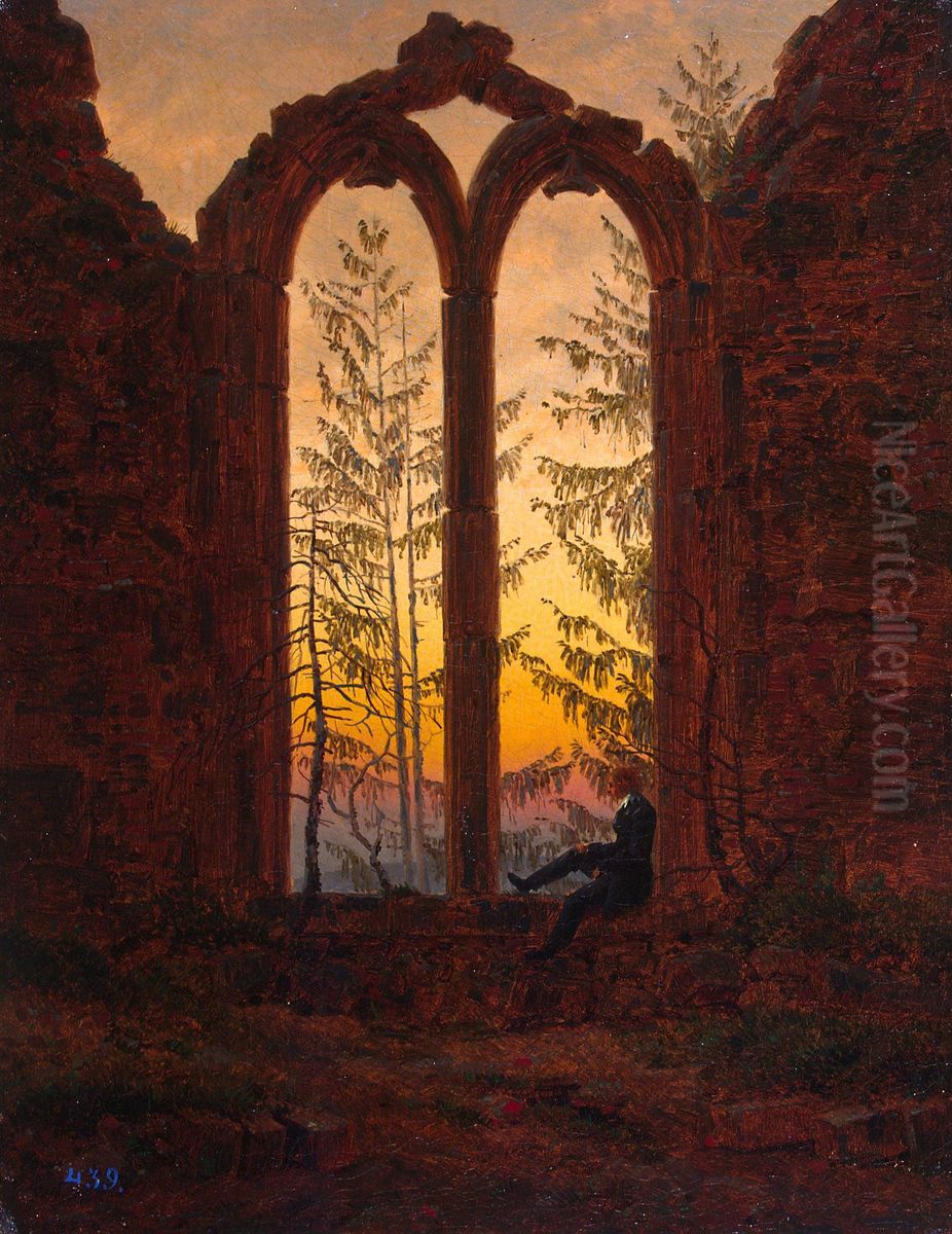 Klosterruine Oybin (Der Traumer) Oil Painting by Caspar David Friedrich