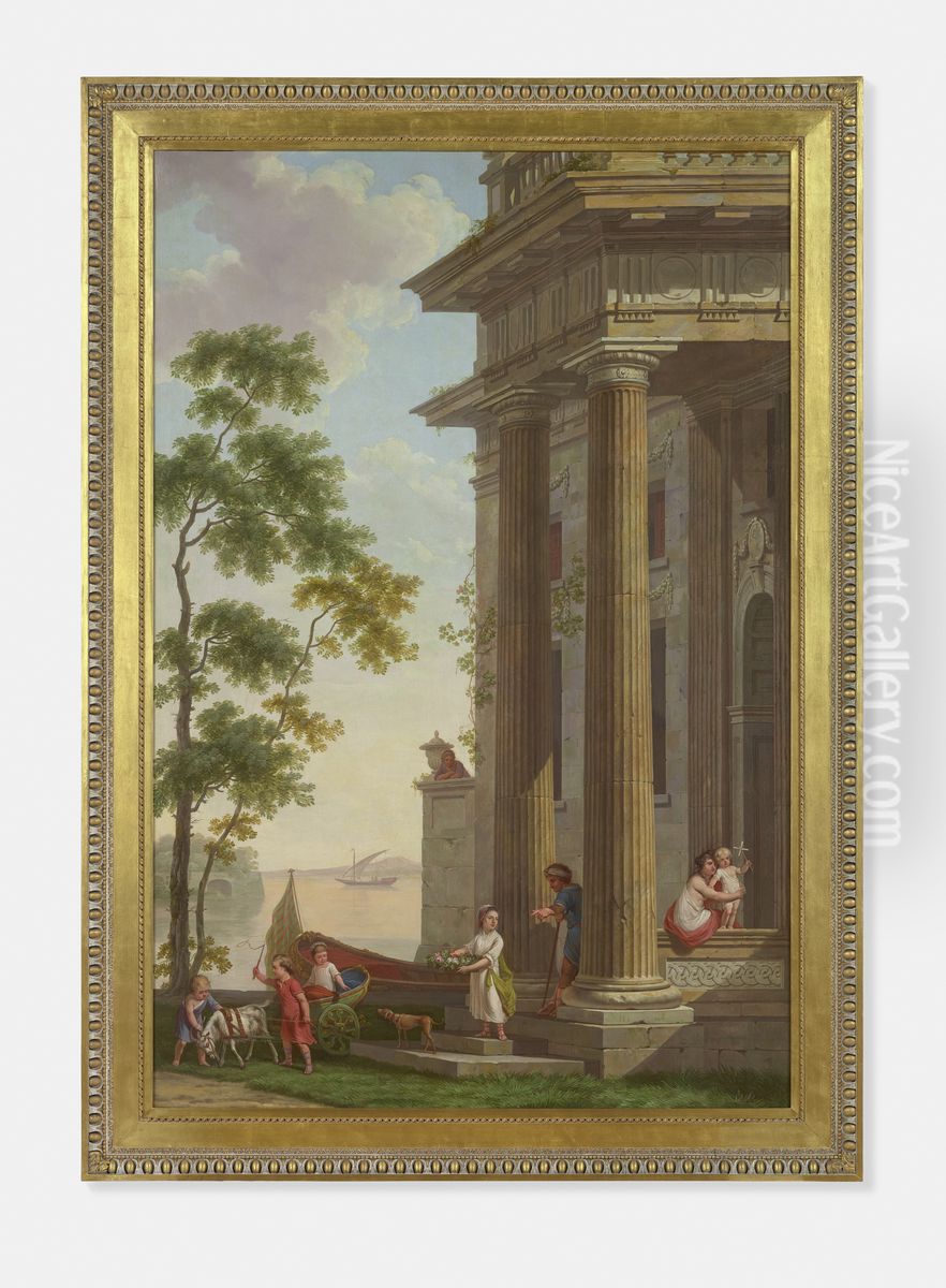 Arcadisch landschap met een groep kinderen Oil Painting by Jurriaen Andriessen