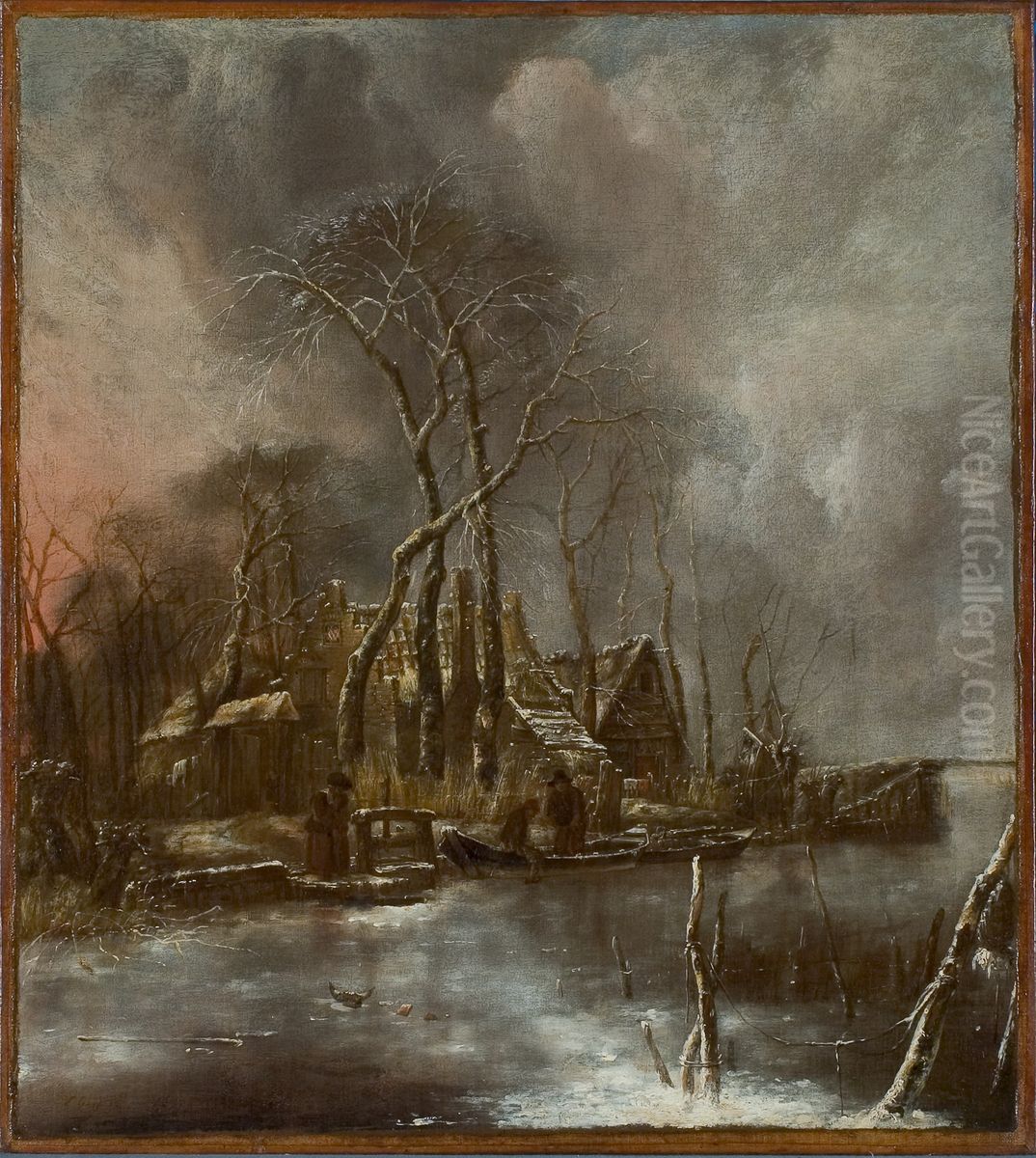 Winter aan de vaart Oil Painting by Jan Van De Cappelle