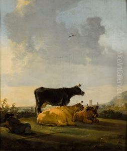 Landscape with three cows and a cowherdNederlands:Landschap met drie koeien en een herder