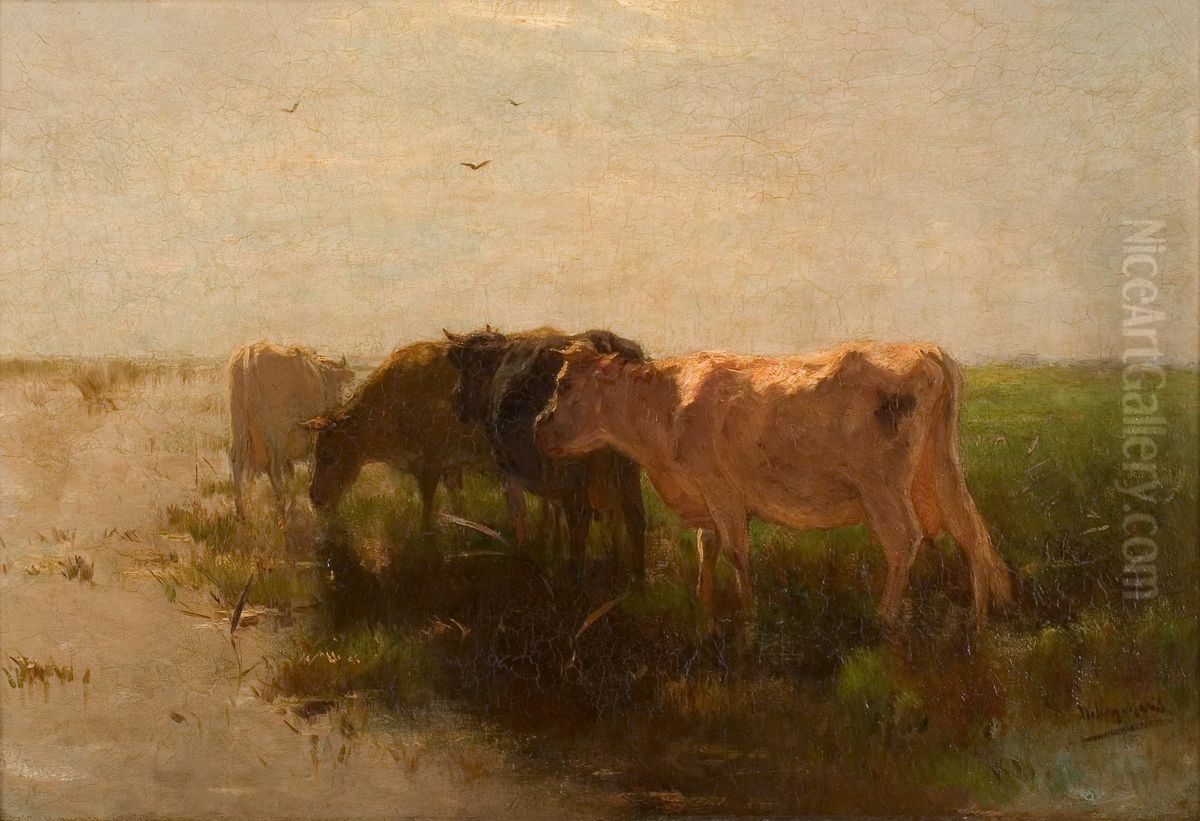 Landschap met koeien Oil Painting by Willem Maris