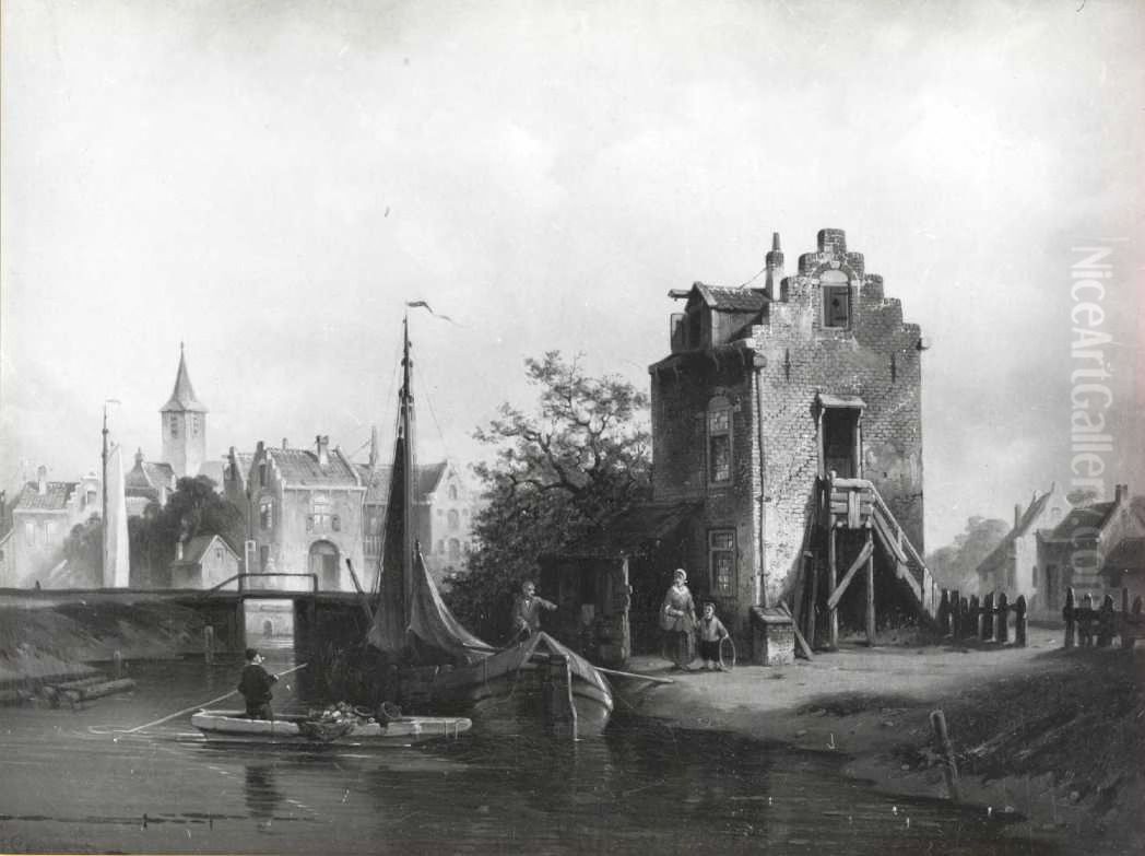 View of a city Oil Painting by Jacques Carabain