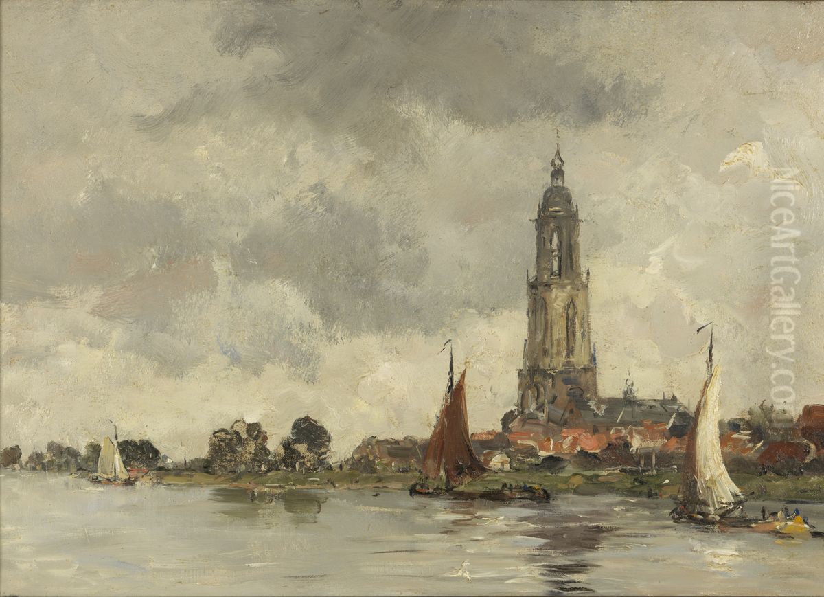 View on Rhenen Oil Painting by Hobbe Smith