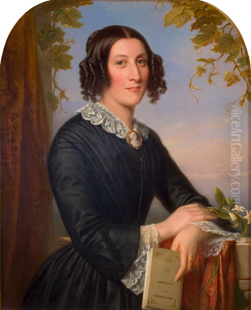 Henriette Elisabeth Jacqueline Bienfait (1824-1859), vrouw van Petrus Augustus de Genestet Oil Painting by Jan Adam Kruseman