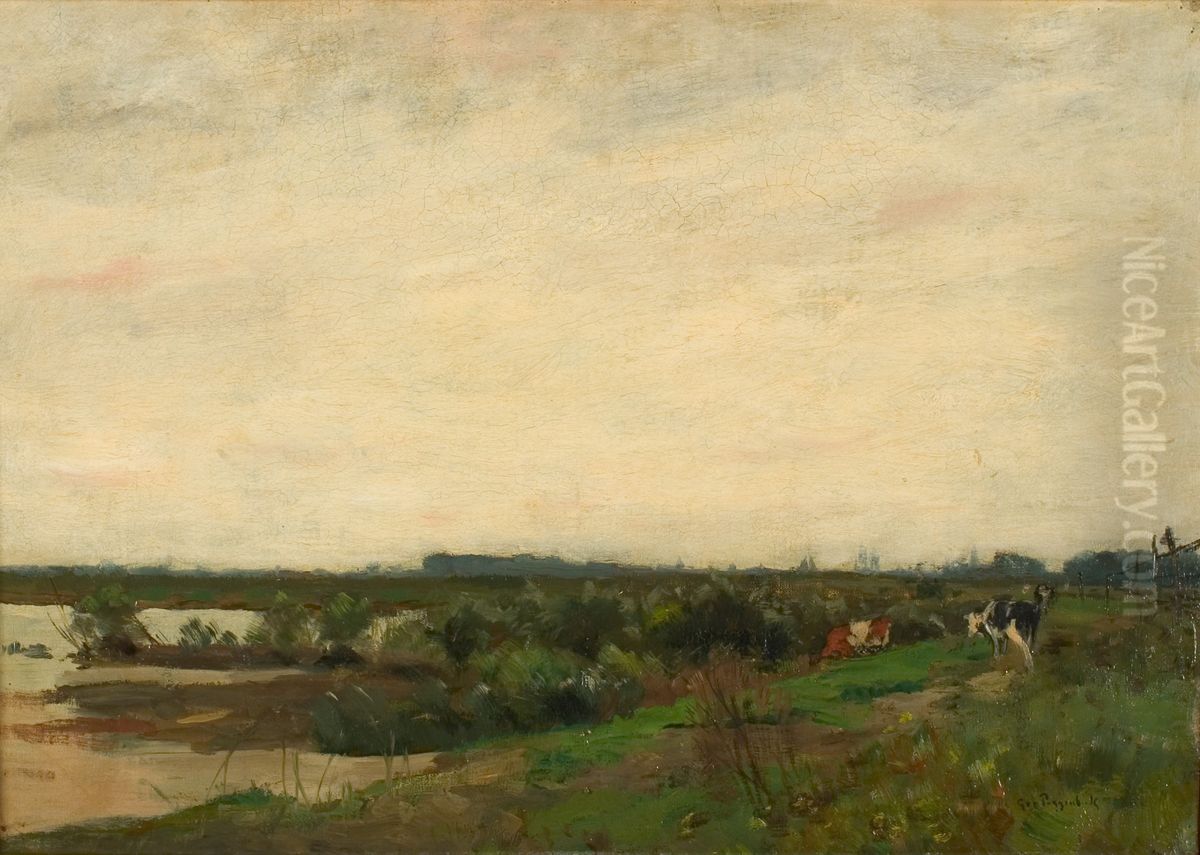 Hollands polderlandschap Oil Painting by Geo Poggenbeek