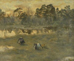 Bolderende korhanen met hen