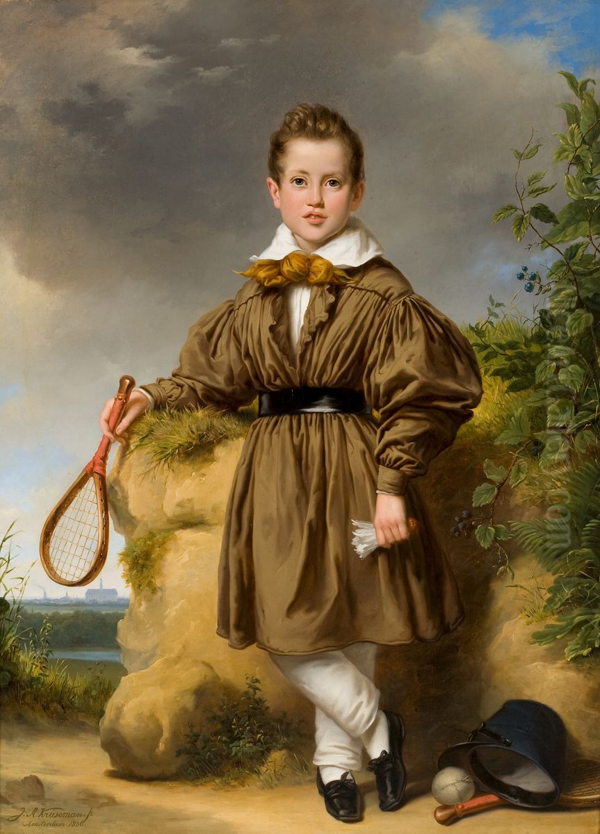 Portret van Jan Philips Francois van der Vinne Oil Painting by Jan Adam Kruseman