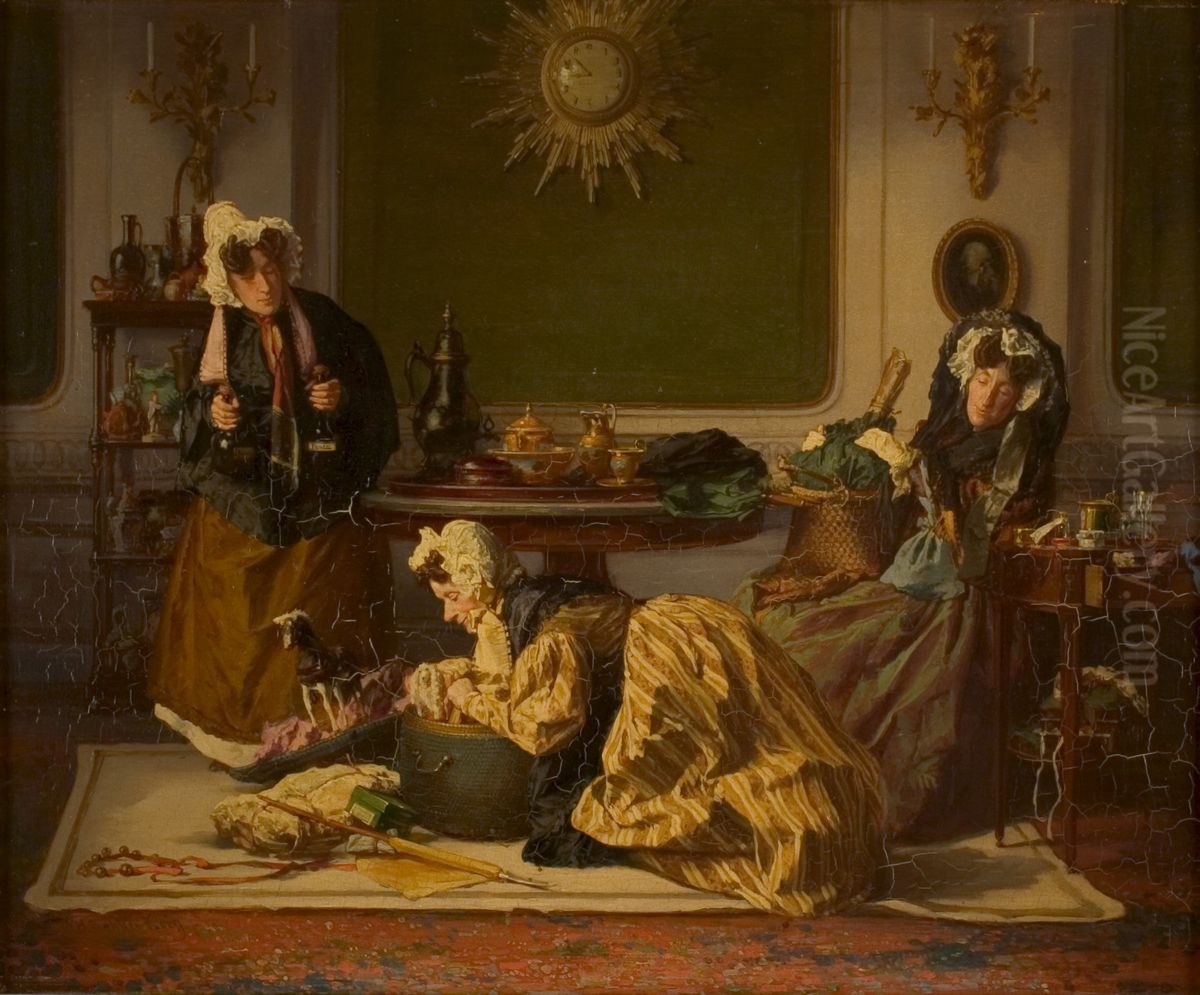 De tantes gaan op reis Oil Painting by Alexander Hugo Bakker Korff