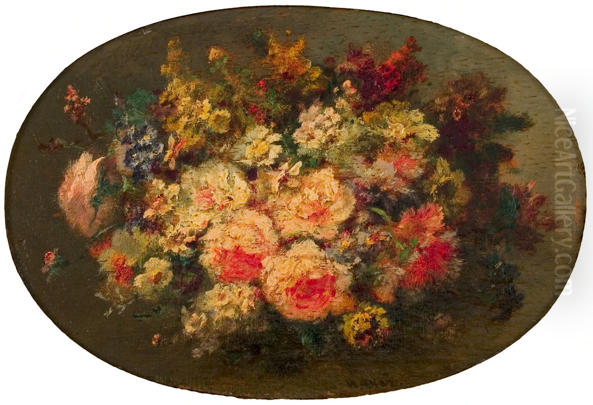 Boeket (Bouquet de roses) Oil Painting by Narcisse Virgilio Diaz