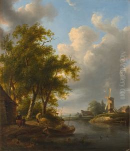 Landscape with windwmill and farm