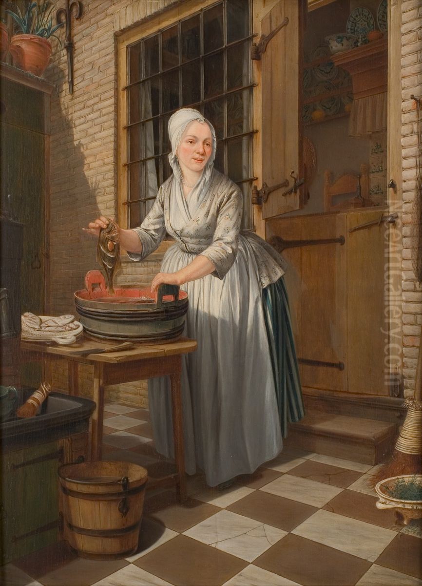 De visvrouw Oil Painting by Gerrit Zegelaar
