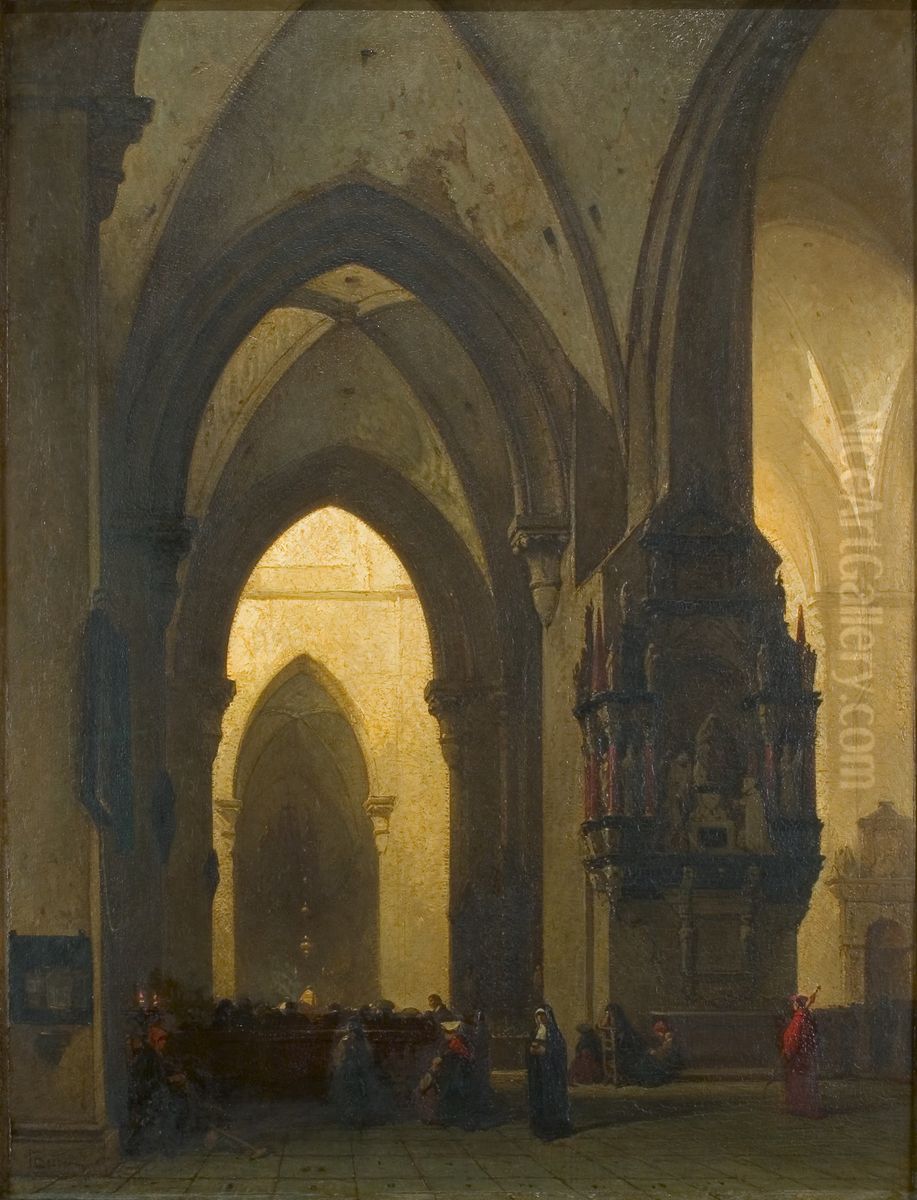 Interieur van de Domkerk te Trier Oil Painting by Johannes Bosboom