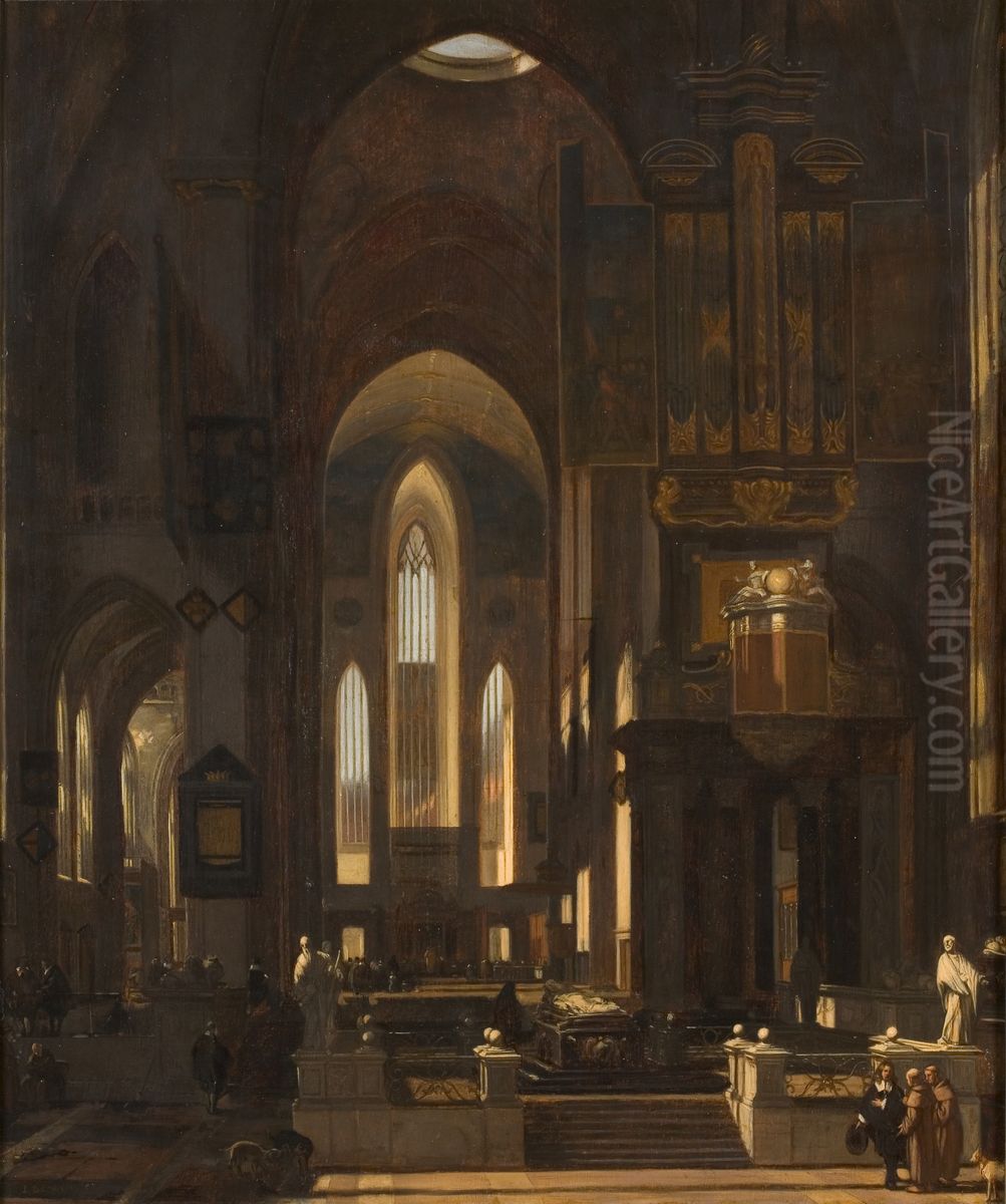 Church Interior Oil Painting by Emanuel de Witte