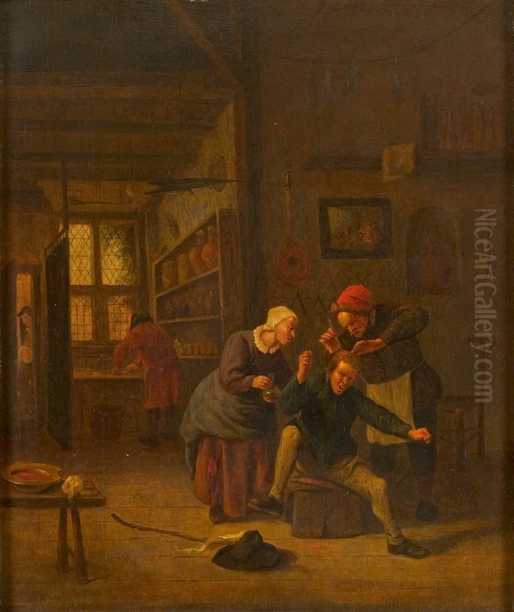 Het snijden van de kei Oil Painting by Jan Steen