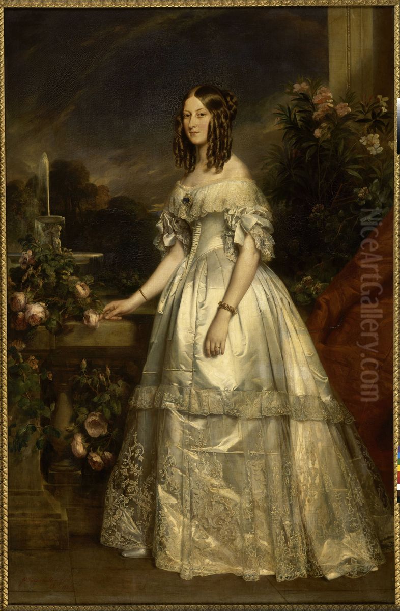 Portrait ofPrincess Victoria of Saxe-Coburg and Gotha(1822-1857), Duchess of Nemours Oil Painting by Franz Xavier Winterhalter
