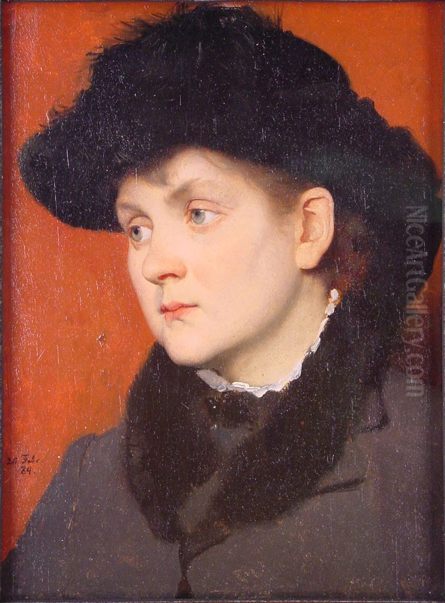Portret van een onbekende vrouw Oil Painting by Theodor Poeckh