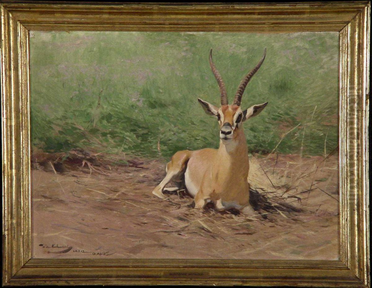 Rustende Grant gazelle Oil Painting by Wilhelm Kuhnert