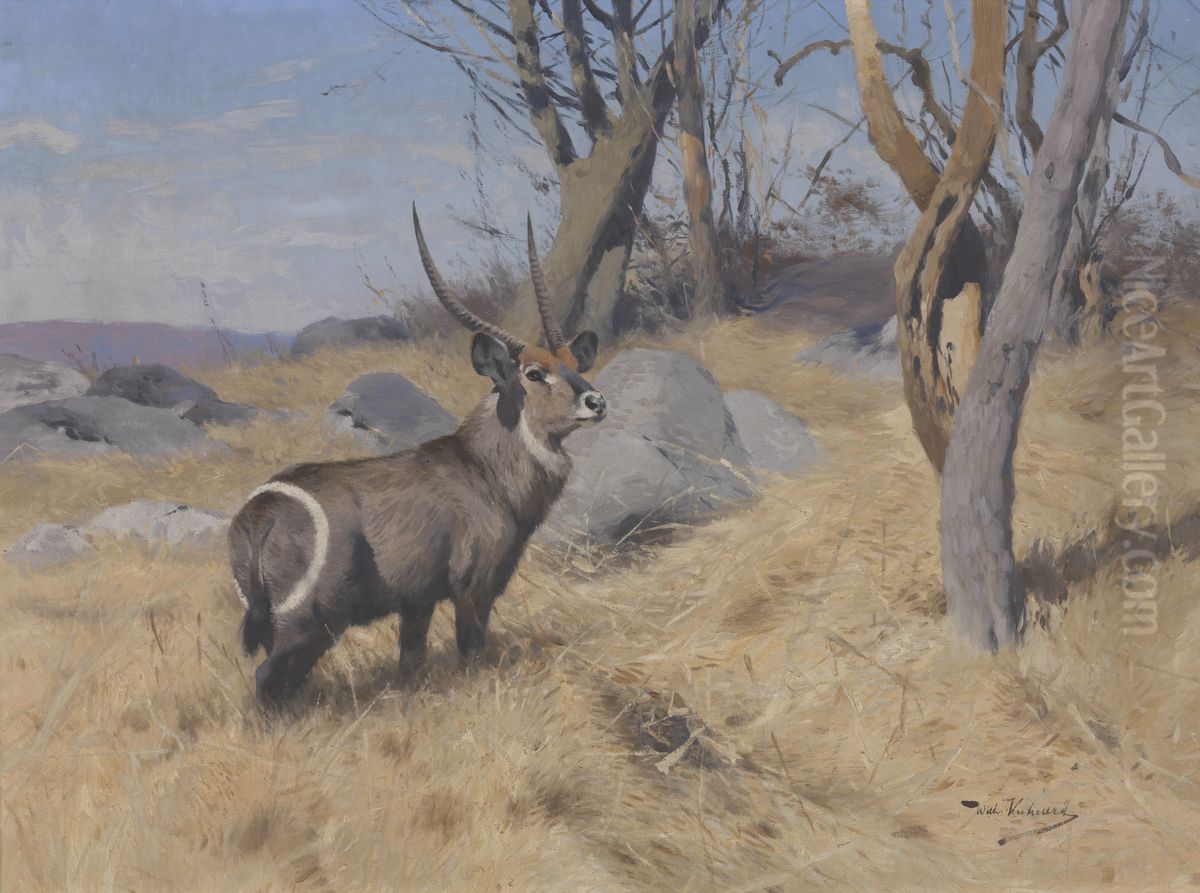 Waterbok Oil Painting by Wilhelm Kuhnert