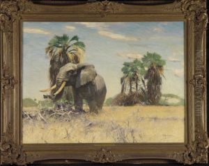 Afrikaanse olifant bij Palmyra-palmen