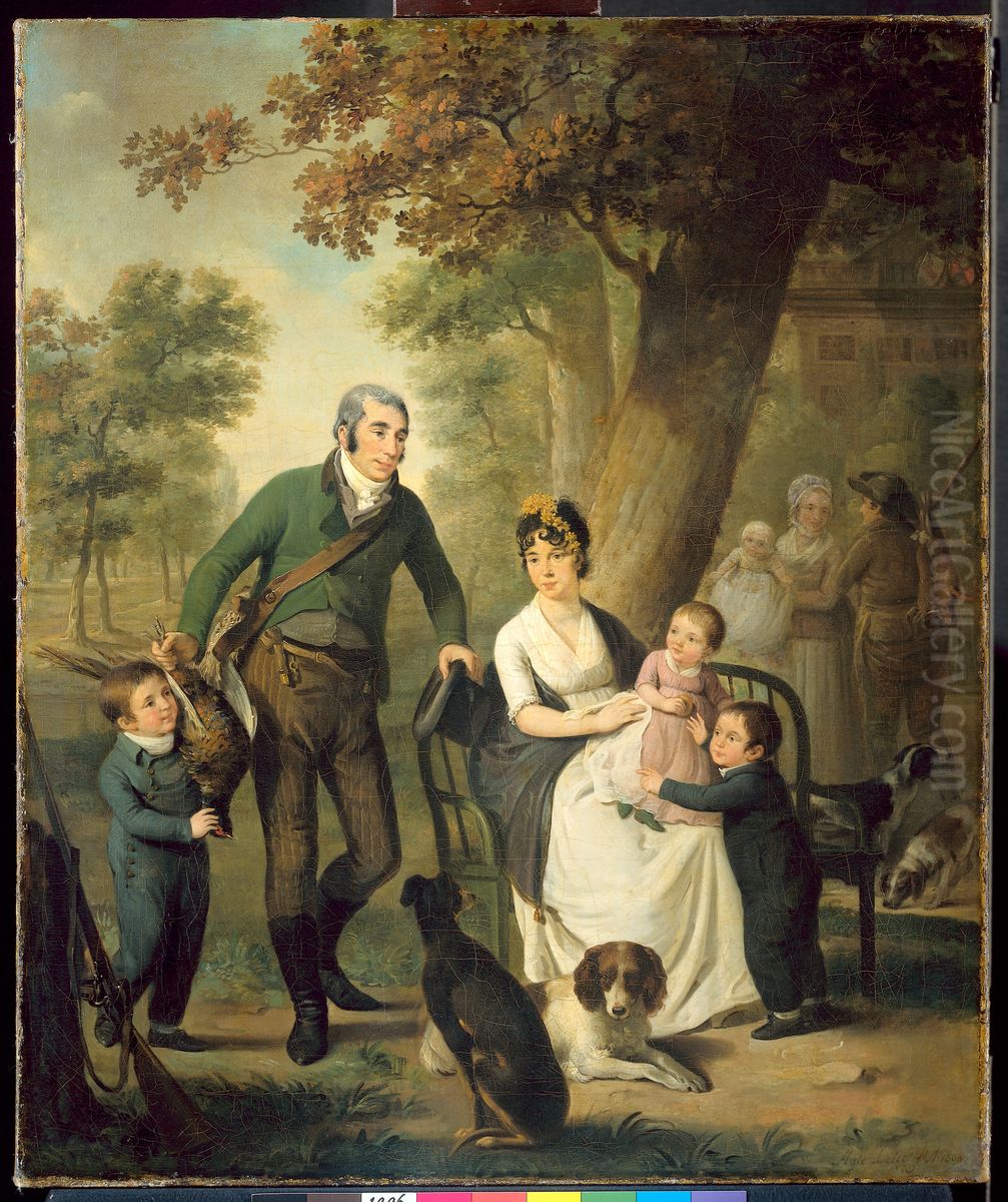 Jhr. Gijsbert Carel Rutger Reinier van Brienen van Ramerus (1771-1821) met zijn vrouw en vier van hun kinderen Oil Painting by Adriaan de Lelie