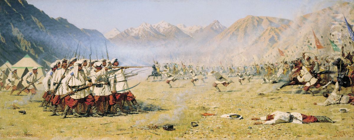 Plotzlicher Angriff Oil Painting by Vasily Vereshchagin